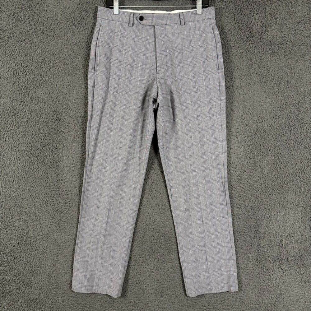 Brooks Brothers Dress Pants Mens 32x32 Gray Plaid Regent Fit Wool Slacks Formal